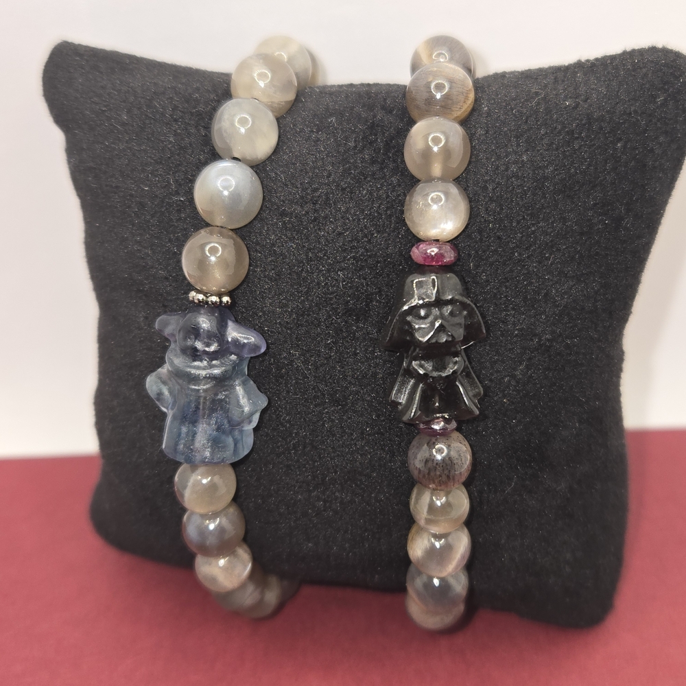 Elegant Beaded Bracelet Set with Character Charms